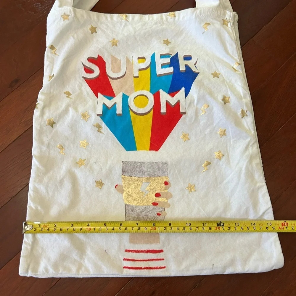 Cost Plus World Market Super Mom Tote Bag multiple pockets white canvas - Picture 5 of 9